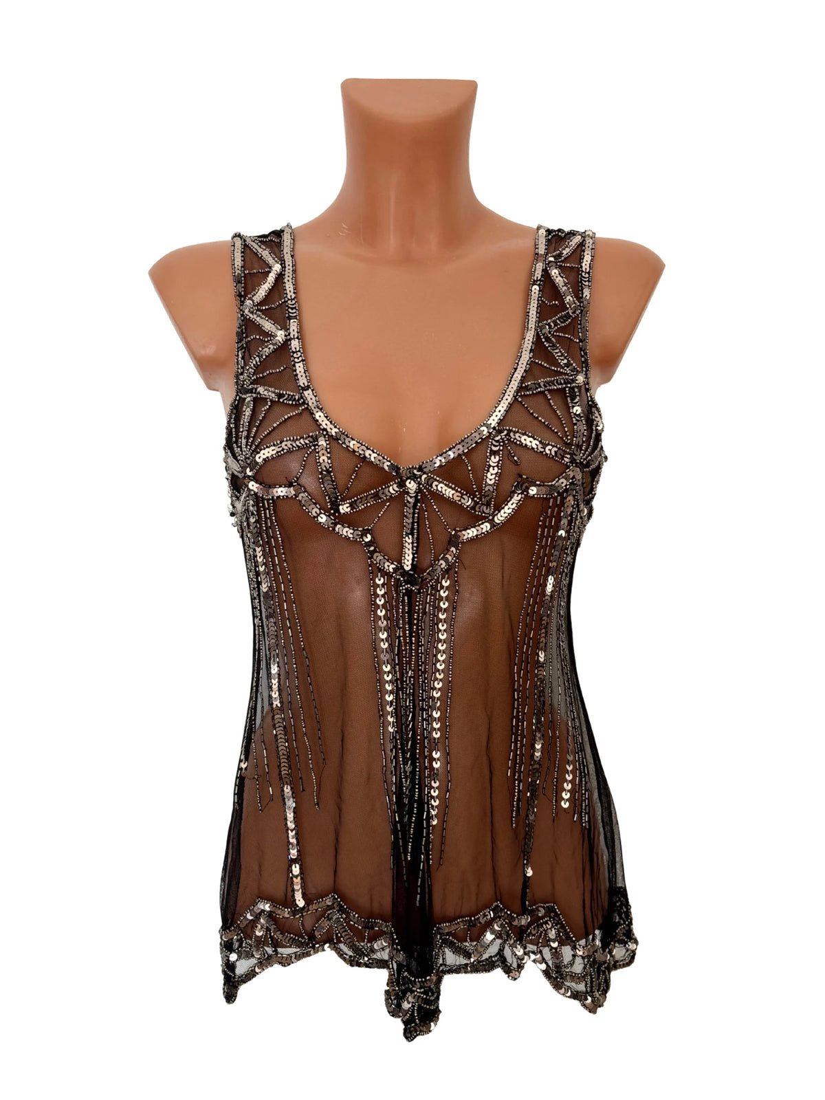 Mesh Beaded Sequin Tank Top