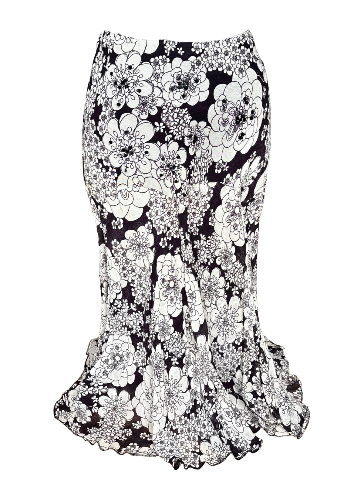Floral Sequin Beaded Maxi Skirt