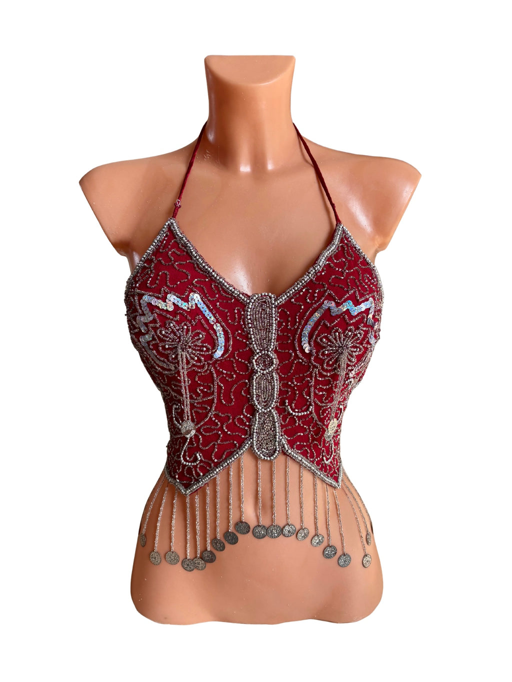 Beaded Butterfly Halter Top