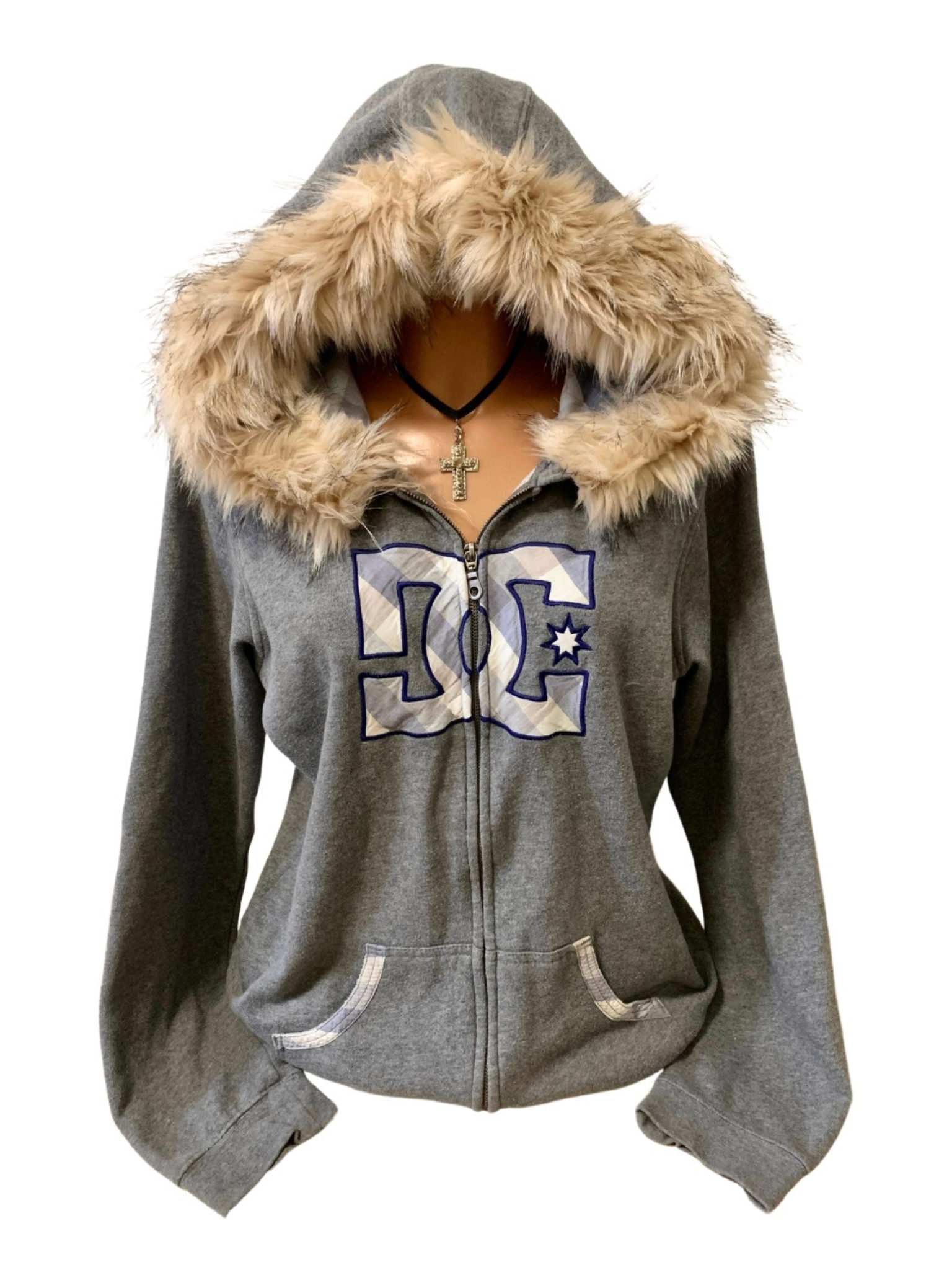 DC fur hoodie 2000s