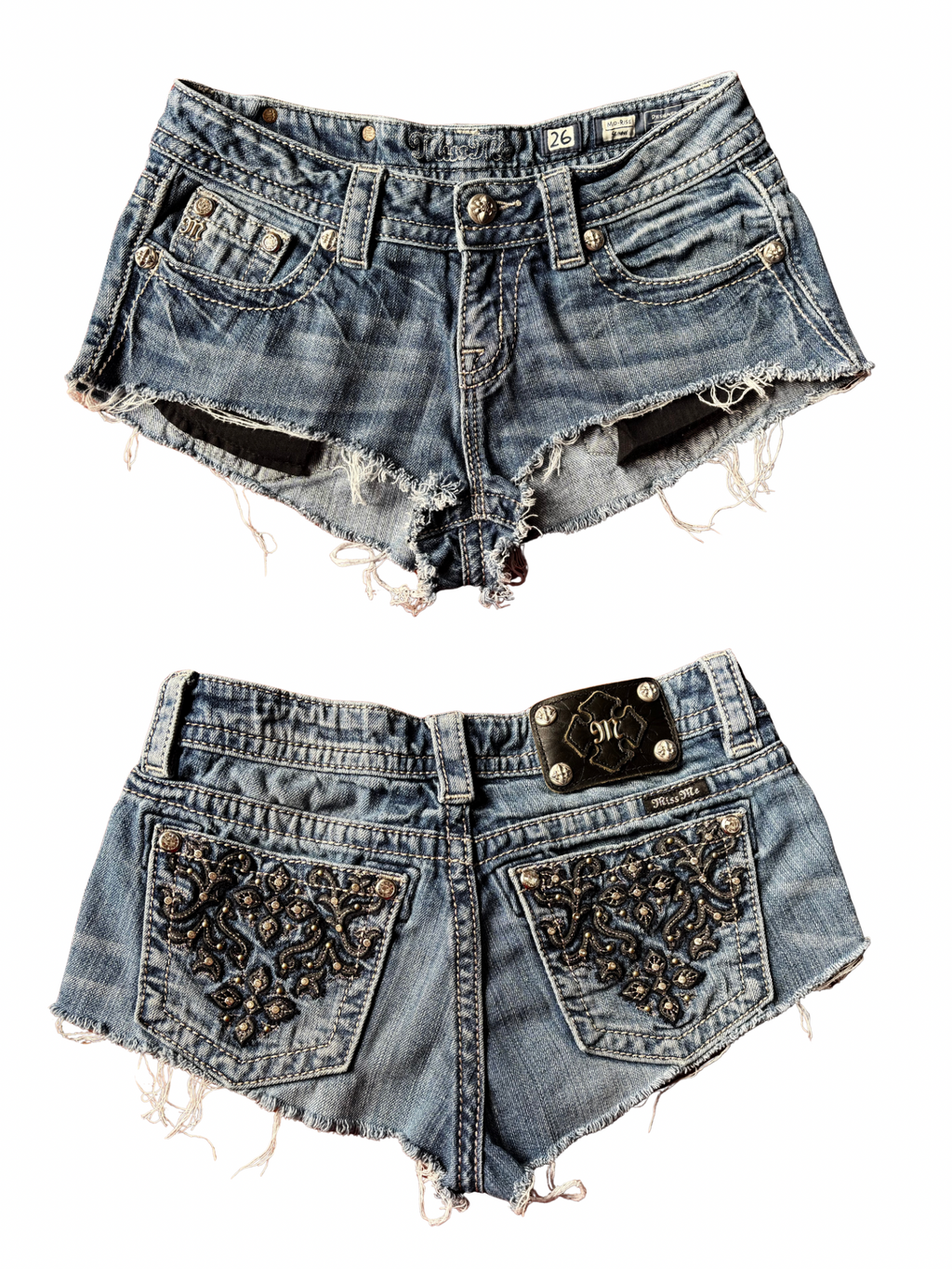 Miss Me Y2K Washed Denim Mini Shorts