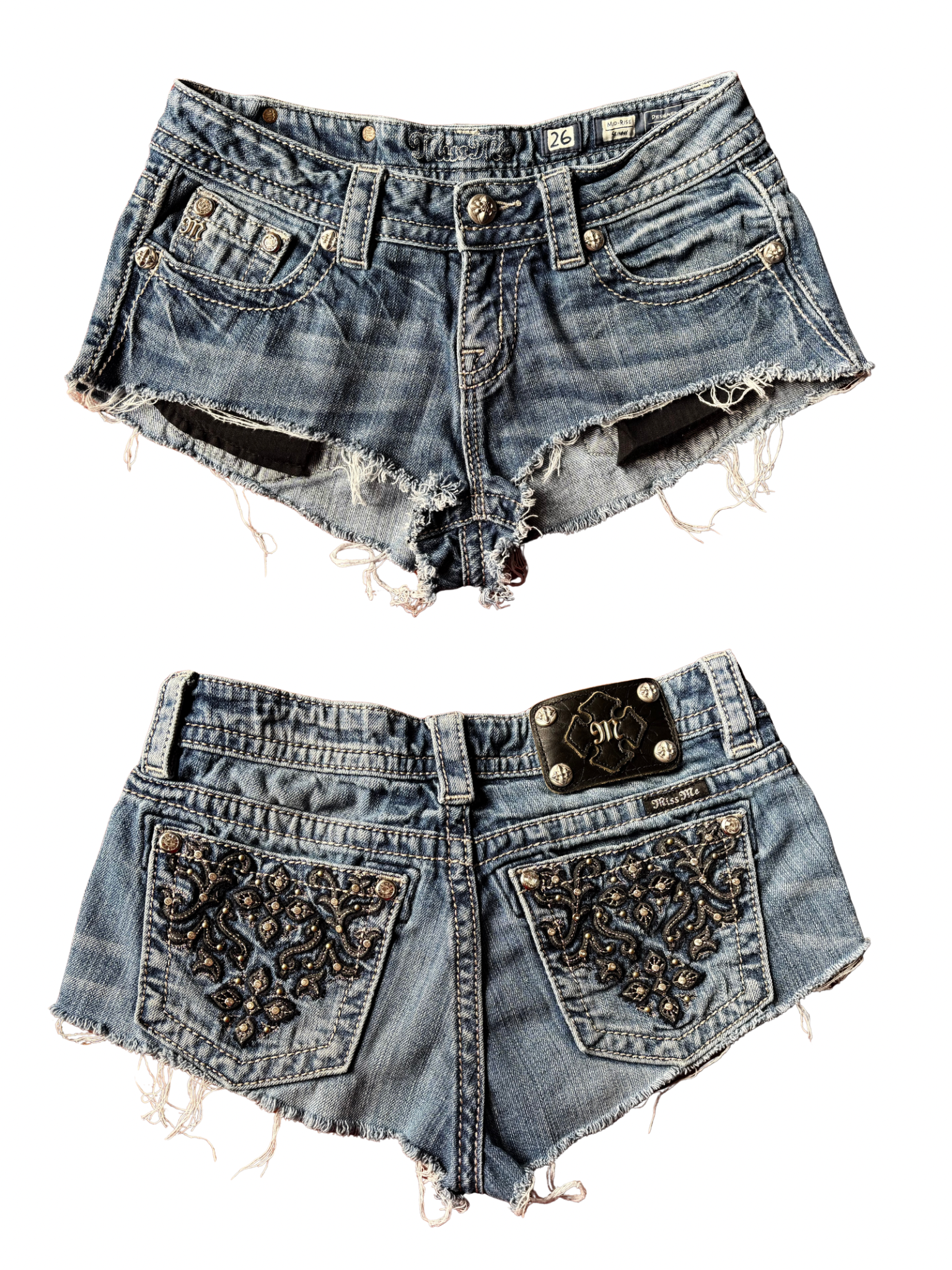 Miss Me Y2K Washed Denim Mini Shorts