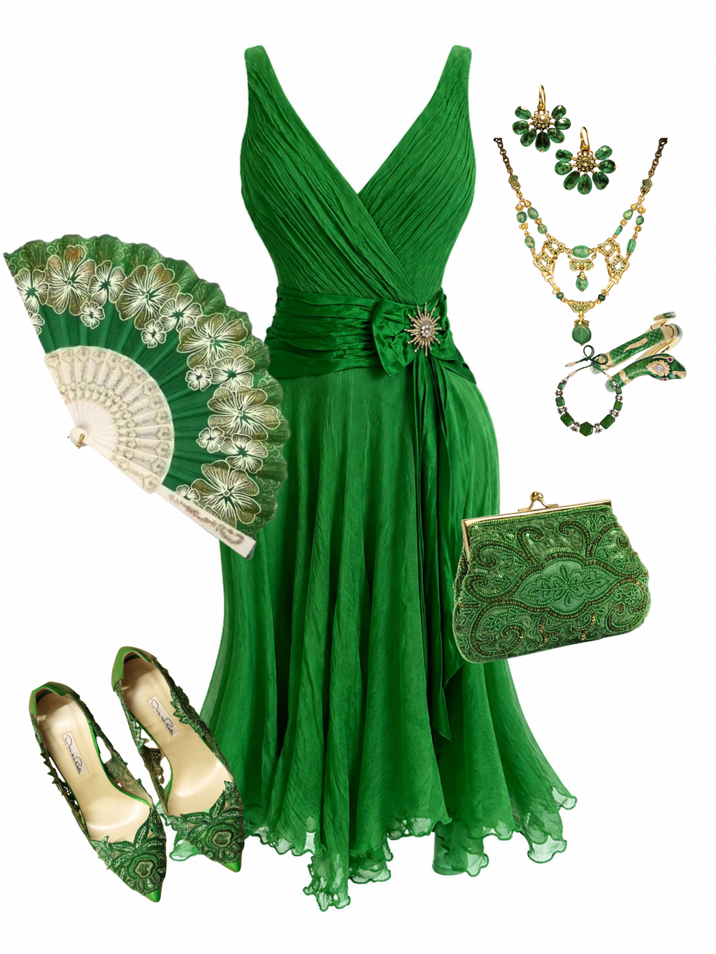 Emerald Green Silk Cocktail Dress