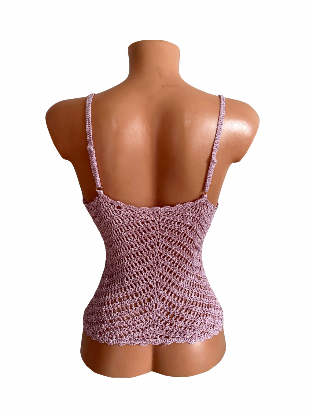 Ethereal Rose Crochet Beaded Cami Top