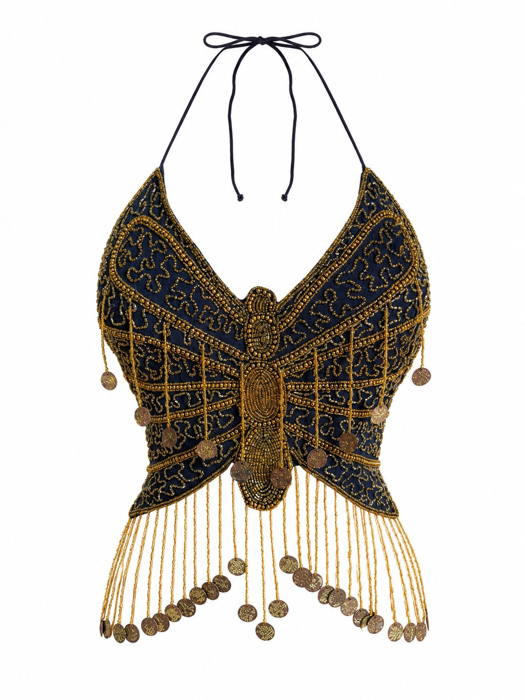 Beaded Butterfly Halter Top