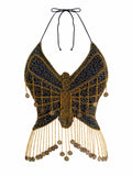 Beaded Butterfly Halter Top
