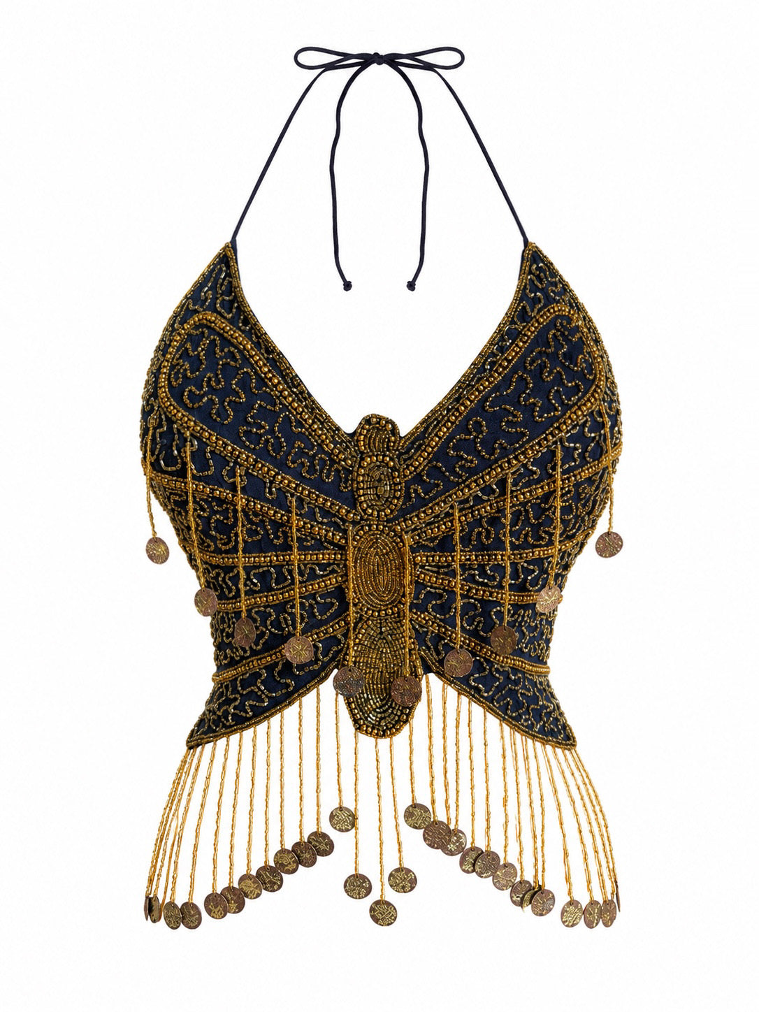 Beaded Butterfly Halter Top