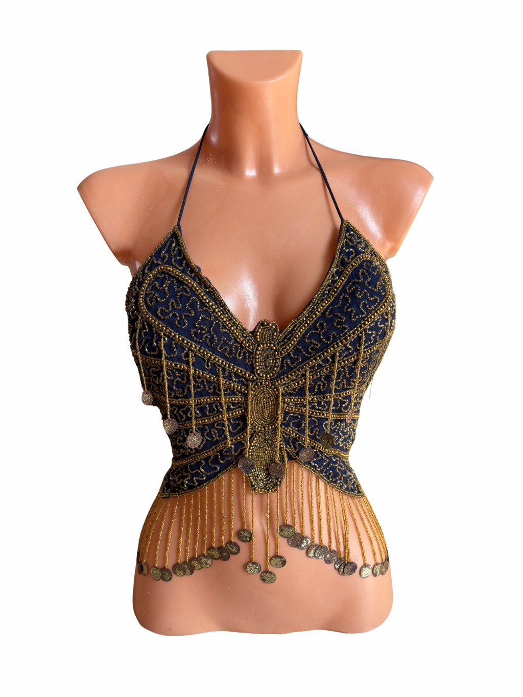 Beaded Butterfly Halter Top