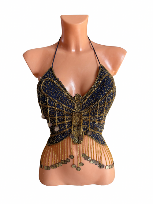Beaded Butterfly Halter Top