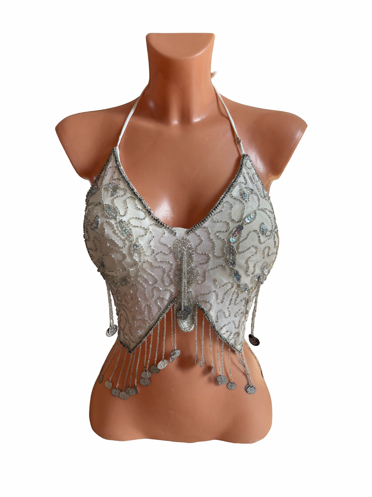 Beaded Butterfly Halter Top