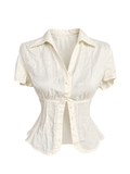 Silk Vintage Ivory Blouse with Back Tie