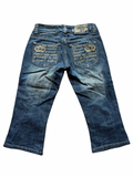 Low-Rise Embriodered Denim Capris