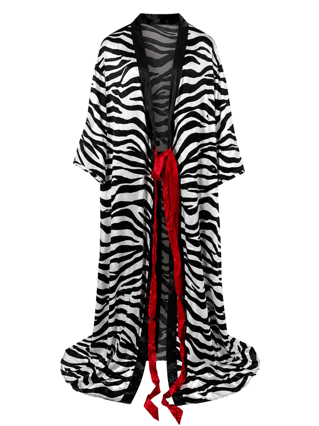 Silk Zebra Print Long Kimono Robe