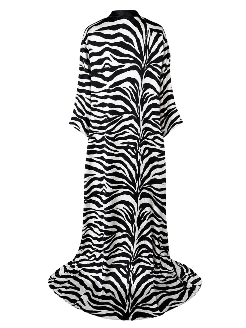 Silk Zebra Print Long Kimono Robe