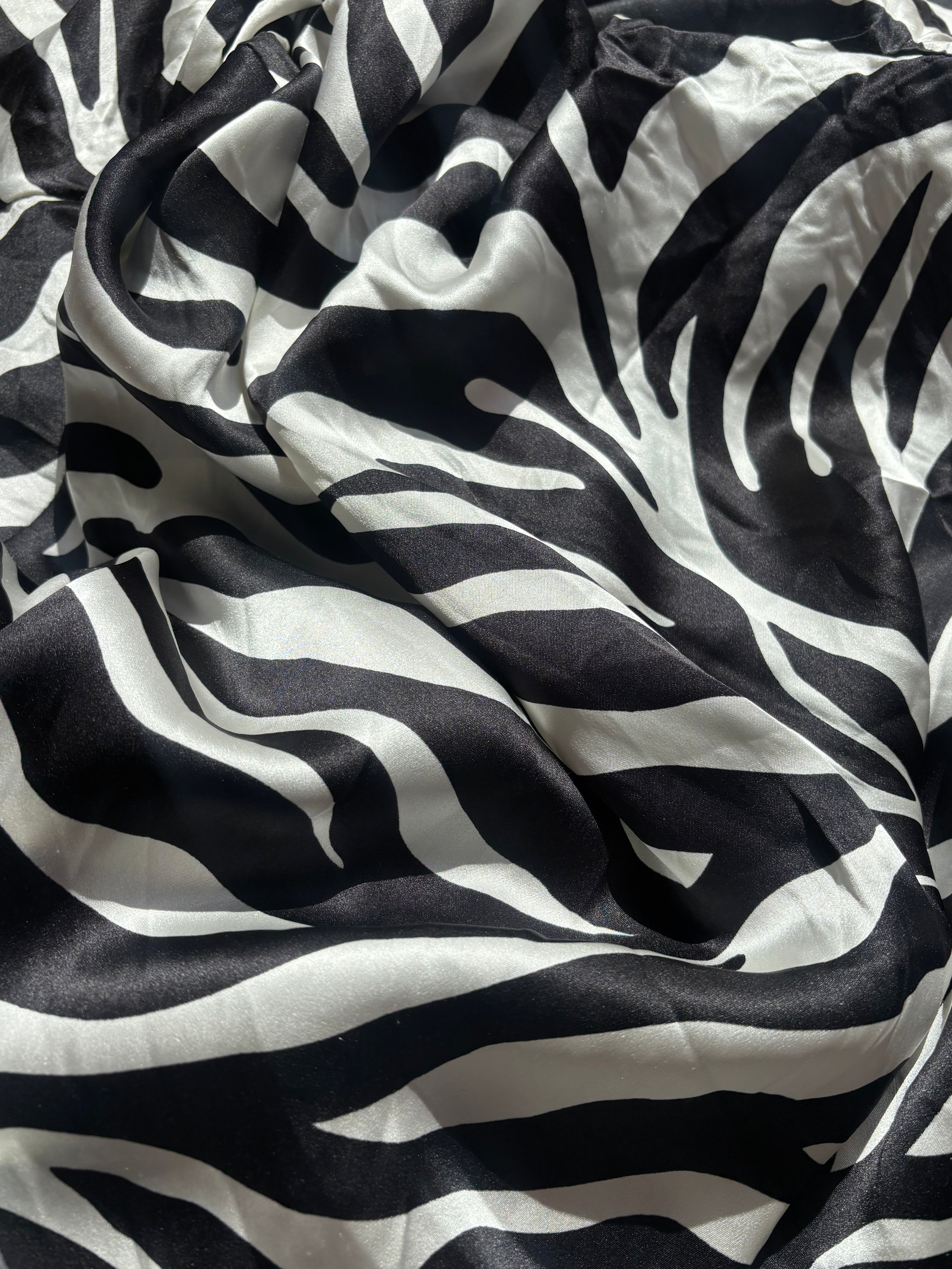 Silk Zebra Print Long Kimono Robe