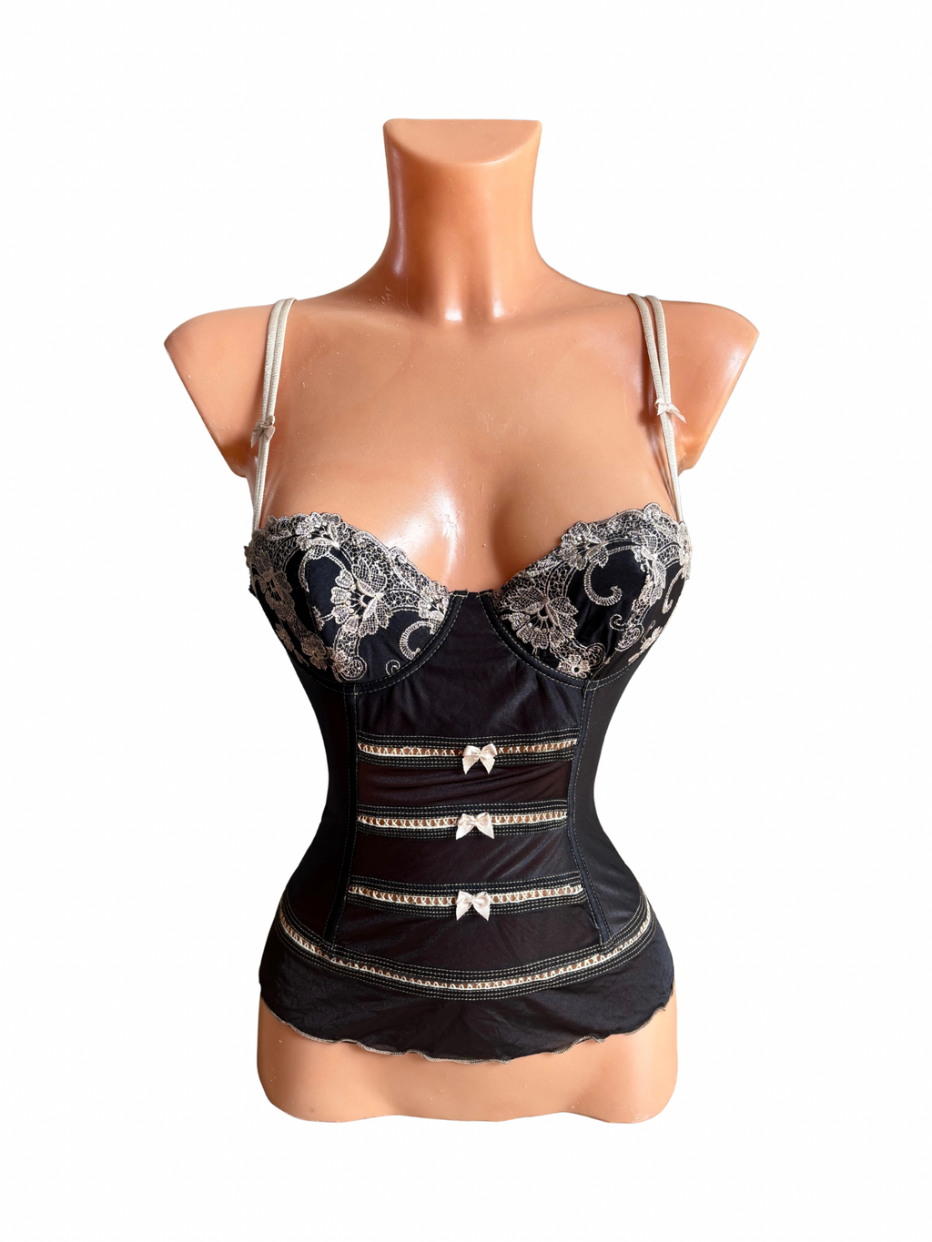 Black Lace Corset Top With Bows