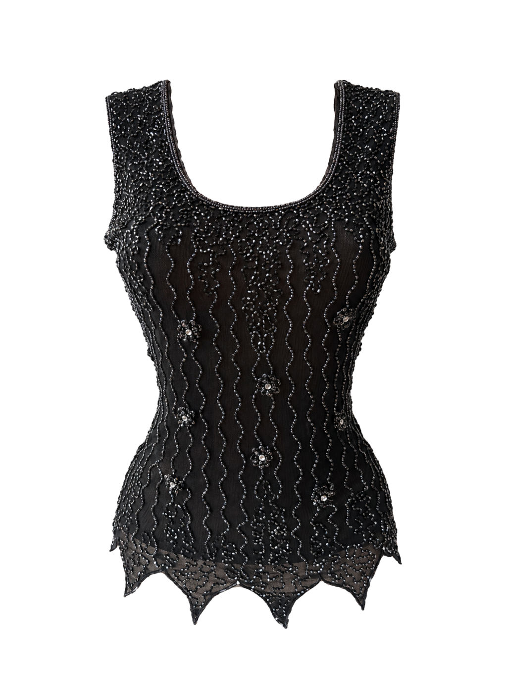 Beaded Floral Tank Top