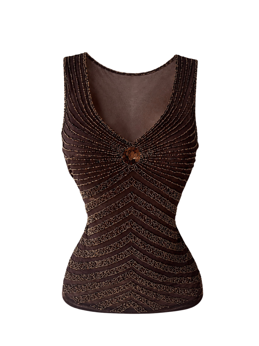 Beaded Sequin Mesh Tank Top