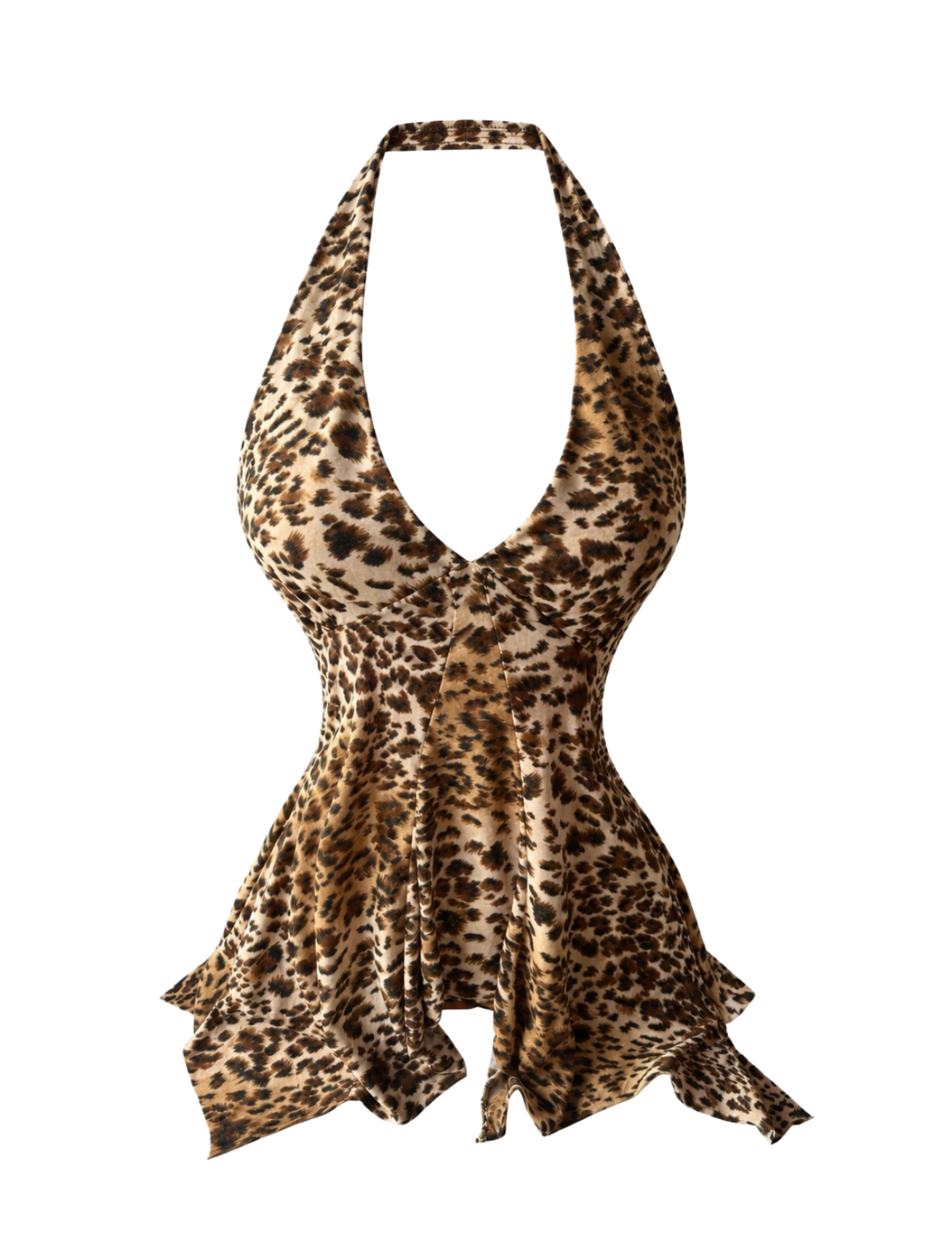 Animal Print Gold Glitter Halter Cami