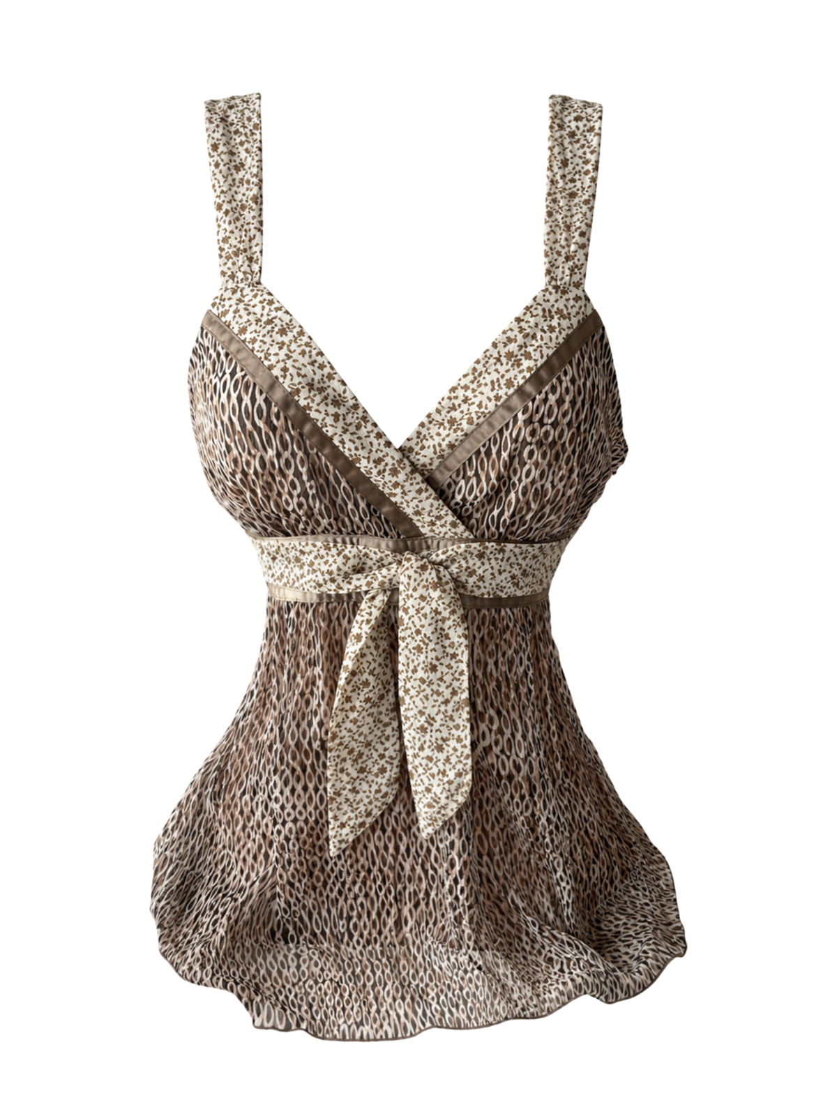 Mixed Print Empire Waist Cami Top