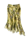 Silk Hanky Hem Asymmetric Midi Skirt