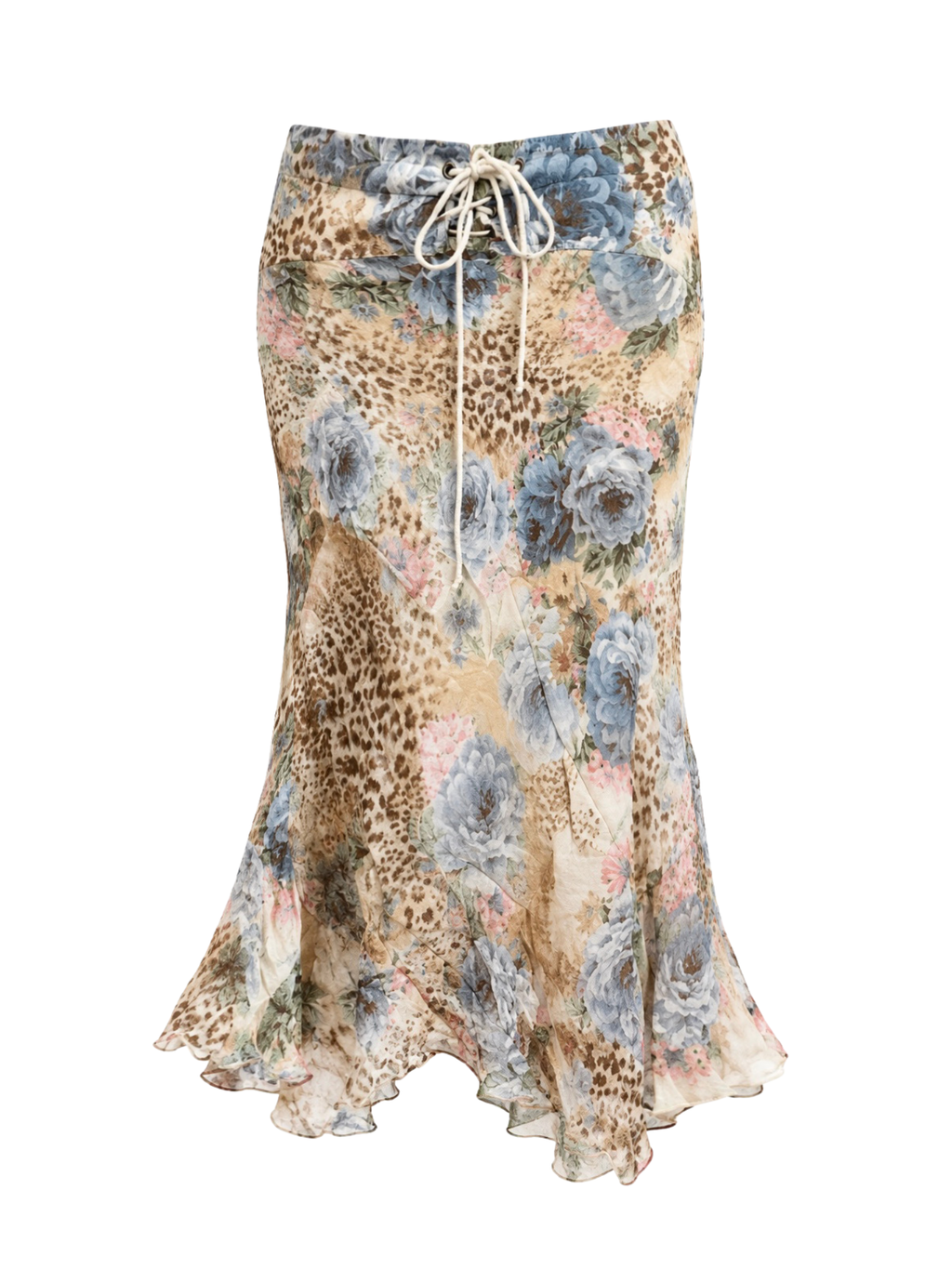 Floral Hanky Hem Midi Skirt