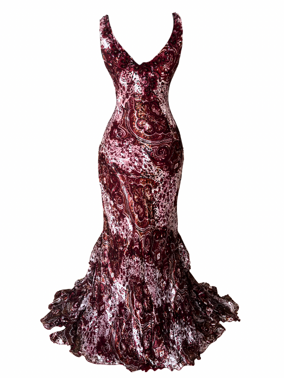 Silk Hand-Beaded Ruffle Maxi Dress