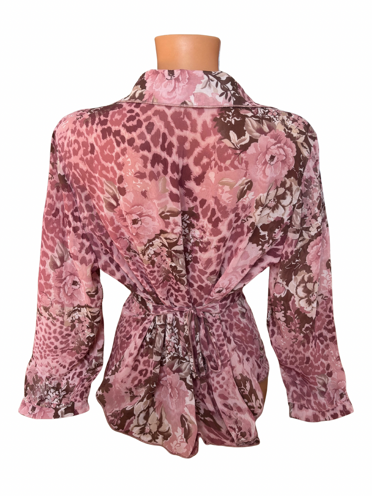 Floral & Leopard Print Button Down Shirt