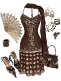 Silk Sequin Beaded Midi Dress