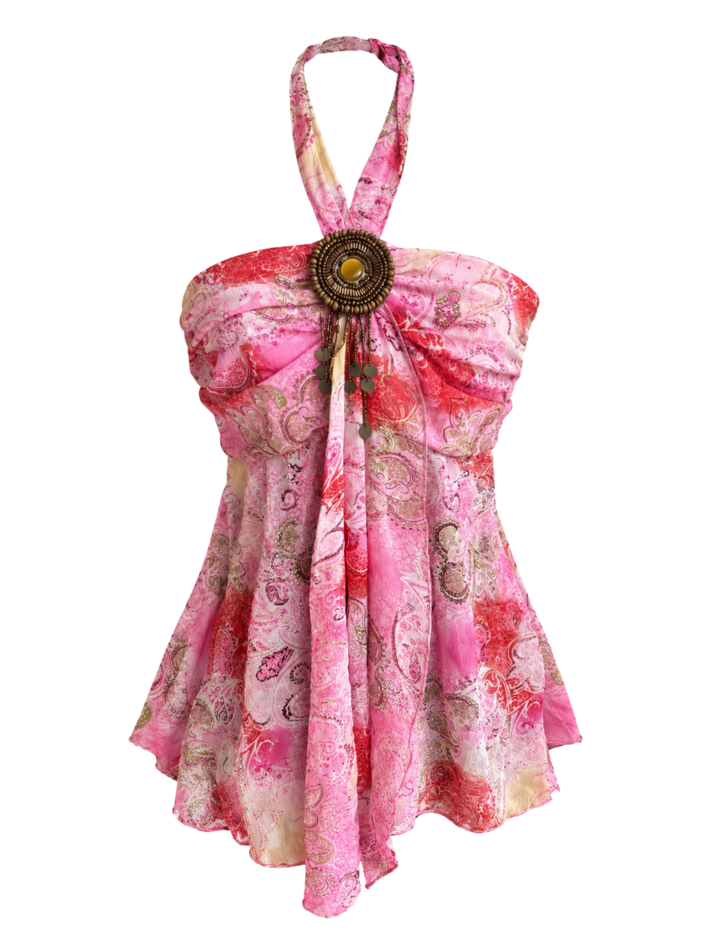 Paisley Beaded Halter Camisole Top