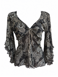 Paisley Flared Sleeves Mesh Blouse