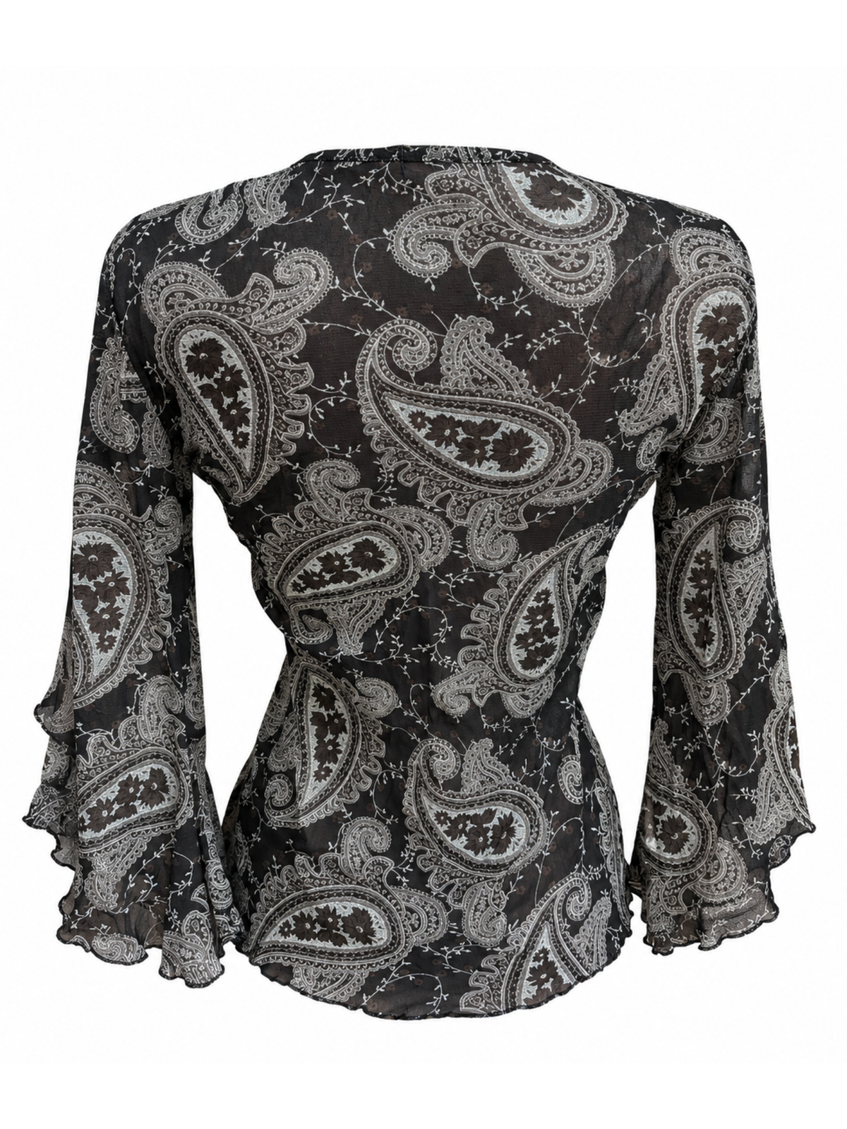 Paisley Flared Sleeves Mesh Blouse