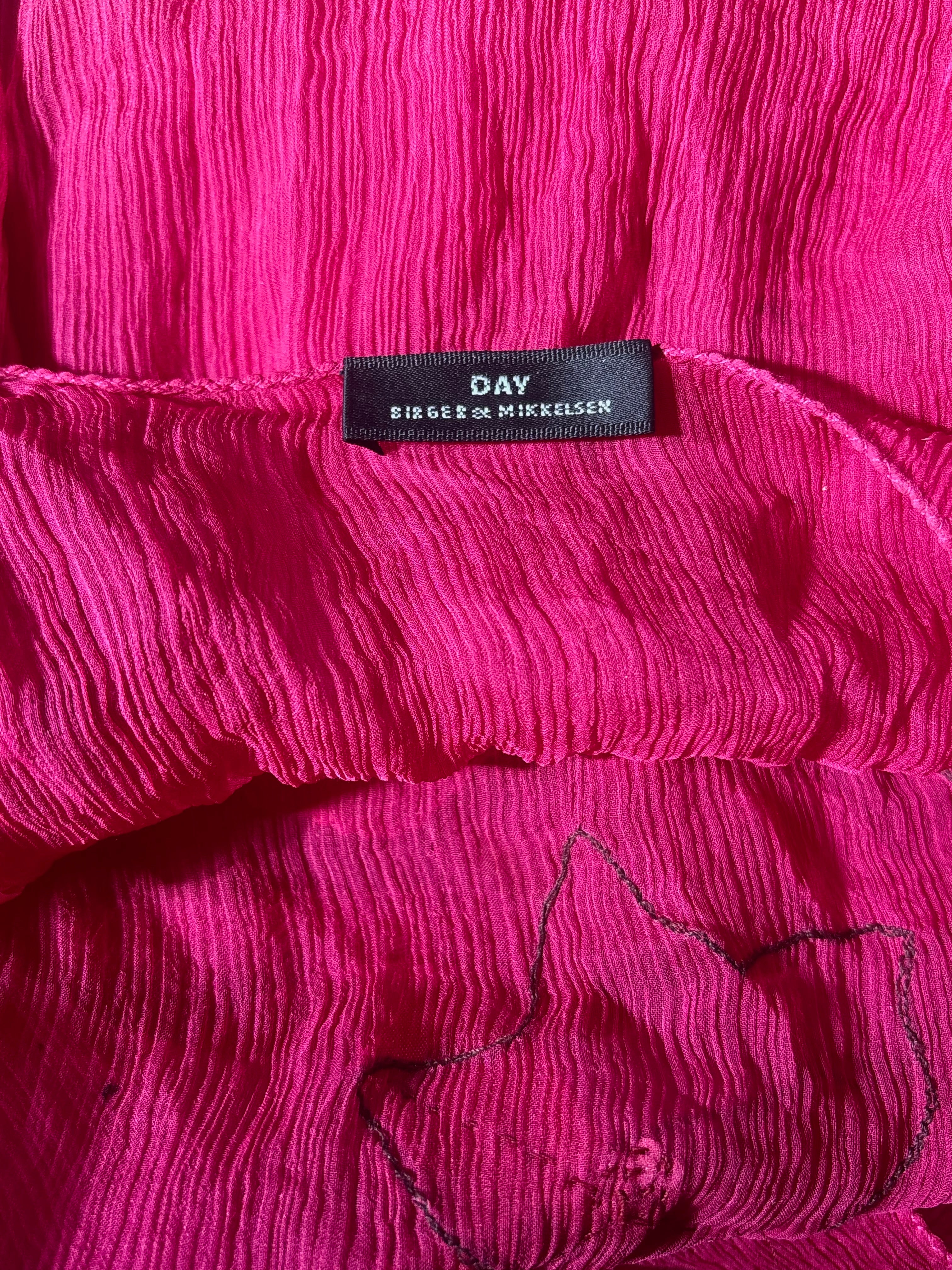 Vibrant Pink Floral Sequin Silk Dress