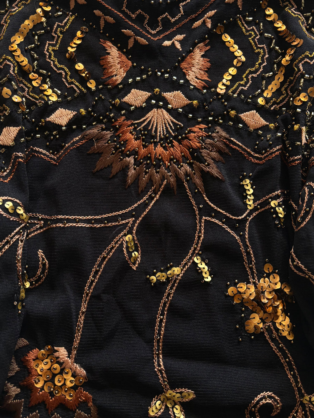 Black Sunrise Beaded Sequin Cami Top