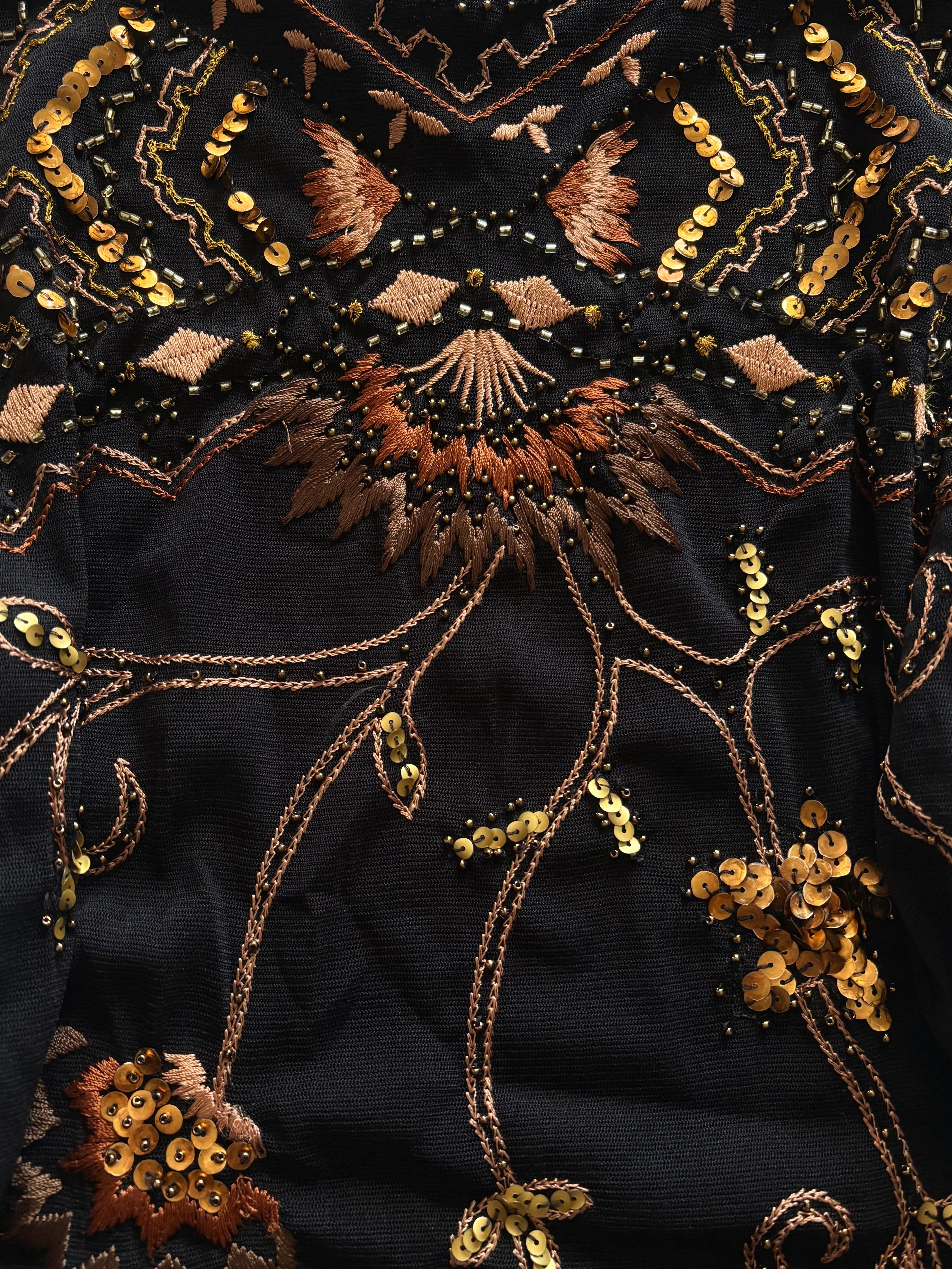 Black Sunrise Beaded Sequin Cami Top
