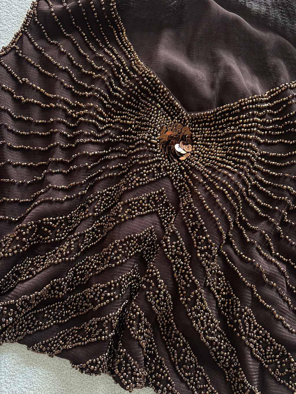 Brown Copper Beaded Tank Top