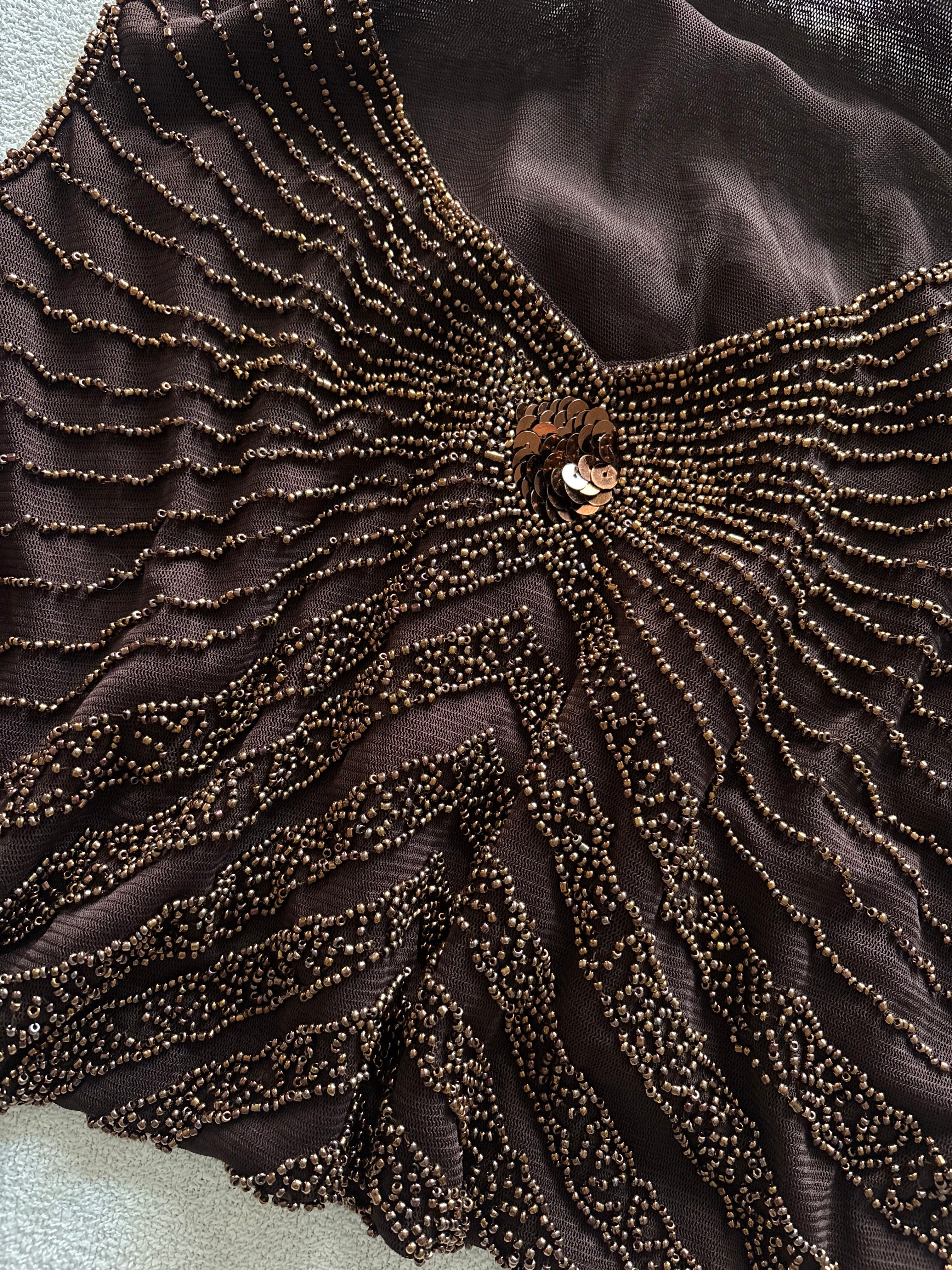 Brown Copper Beaded Tank Top