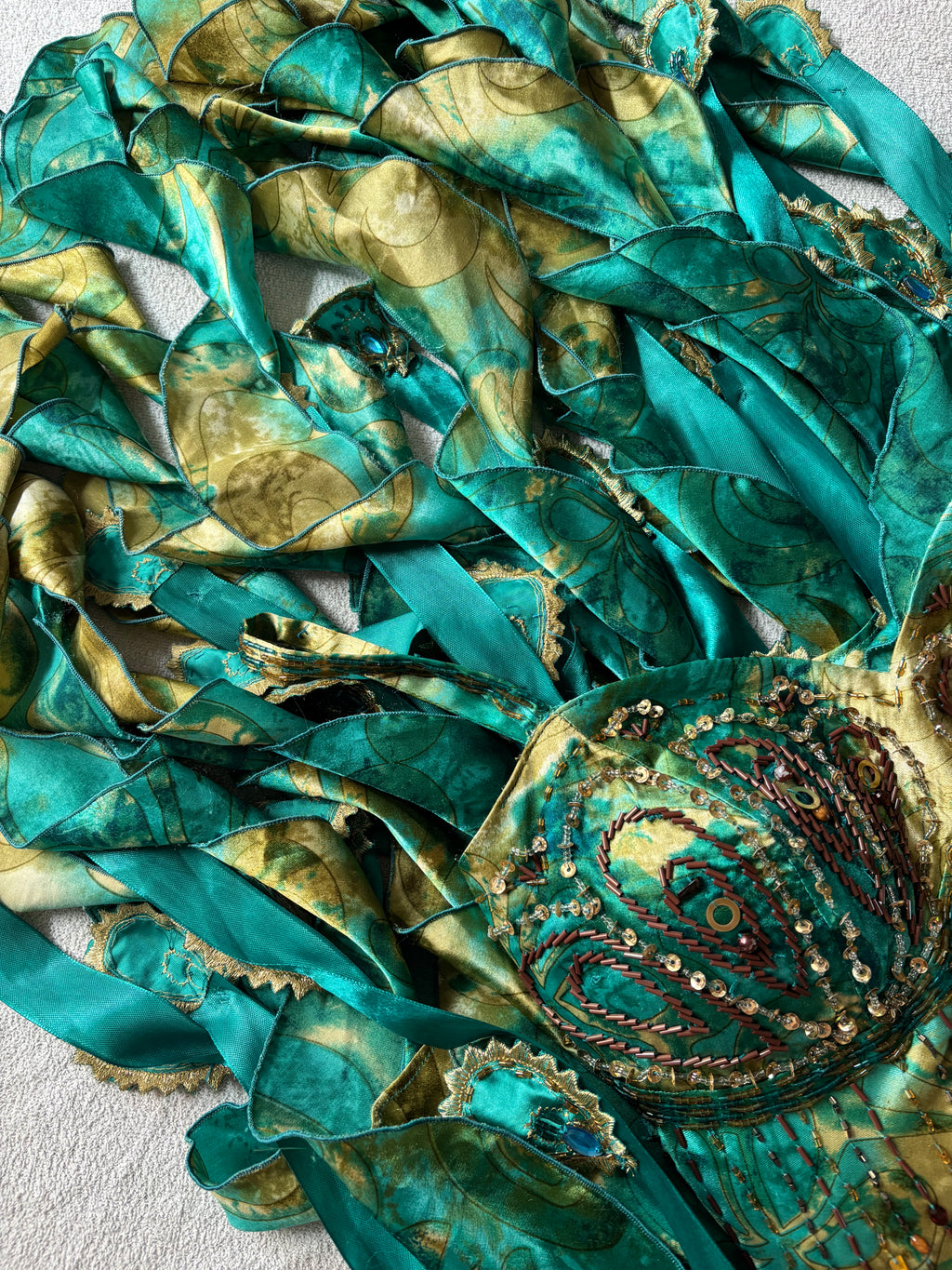 Peacock Teal & Gold Beaded Dress