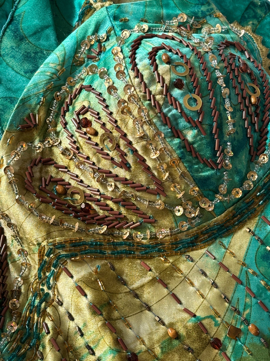 Peacock Teal & Gold Beaded Dress