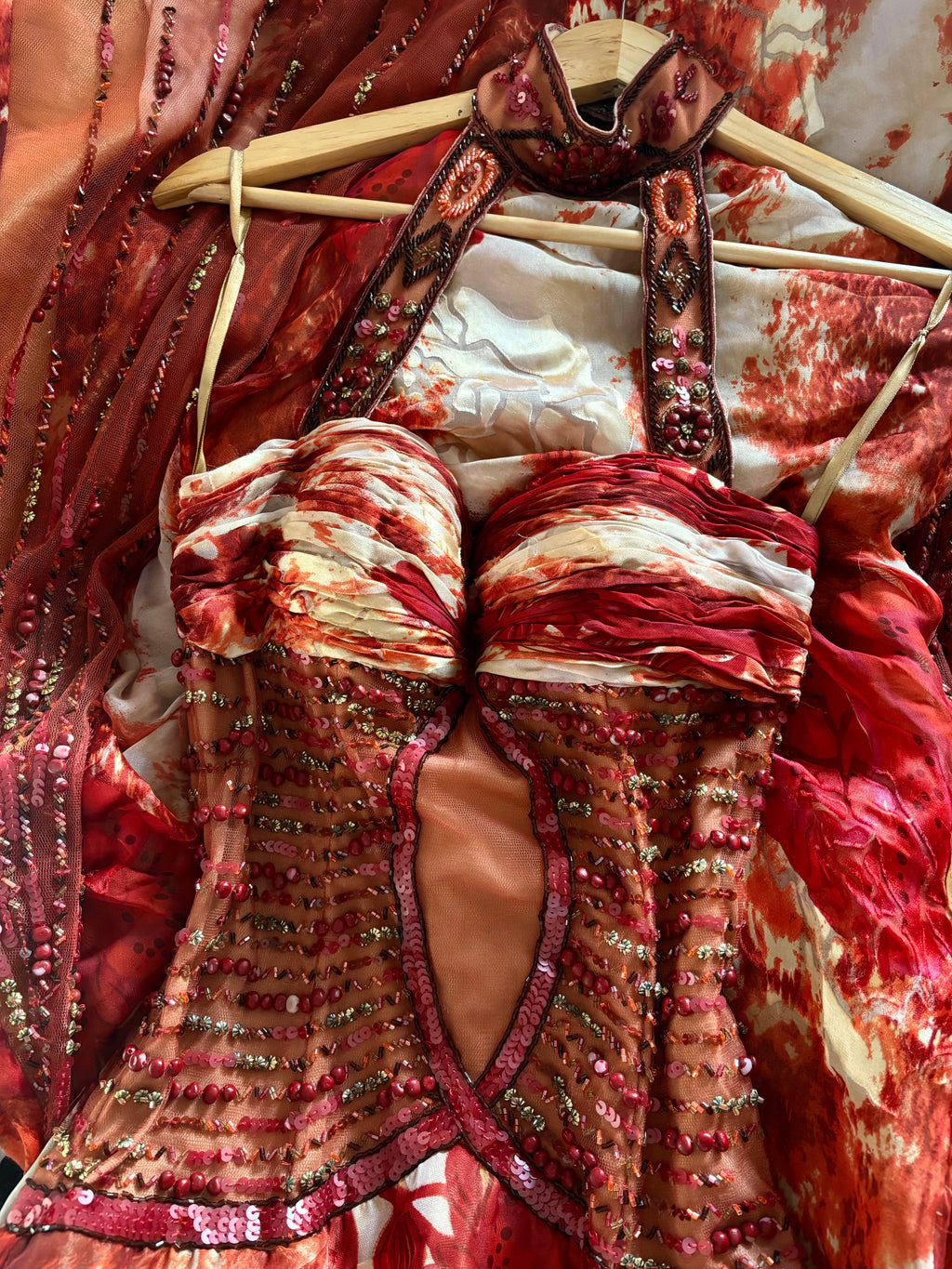 Amber Fire Silk Beaded Dress