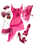 Vibrant Pink Floral Sequin Silk Dress