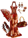 Amber Fire Silk Beaded Dress