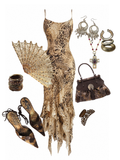 Golden Leopard Beaded Vintage Silk Dress