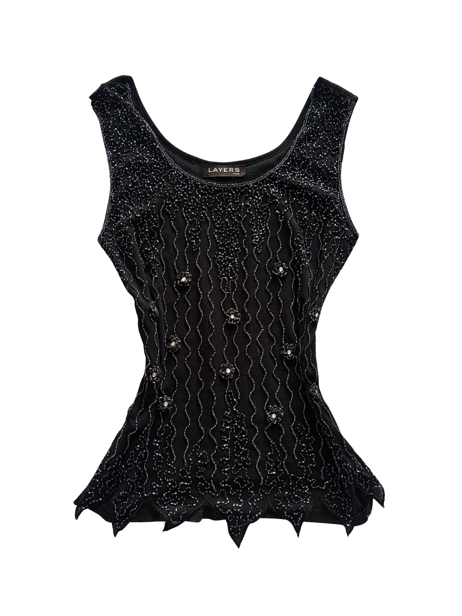 Black & Silver Beaded Sequin Tank Top