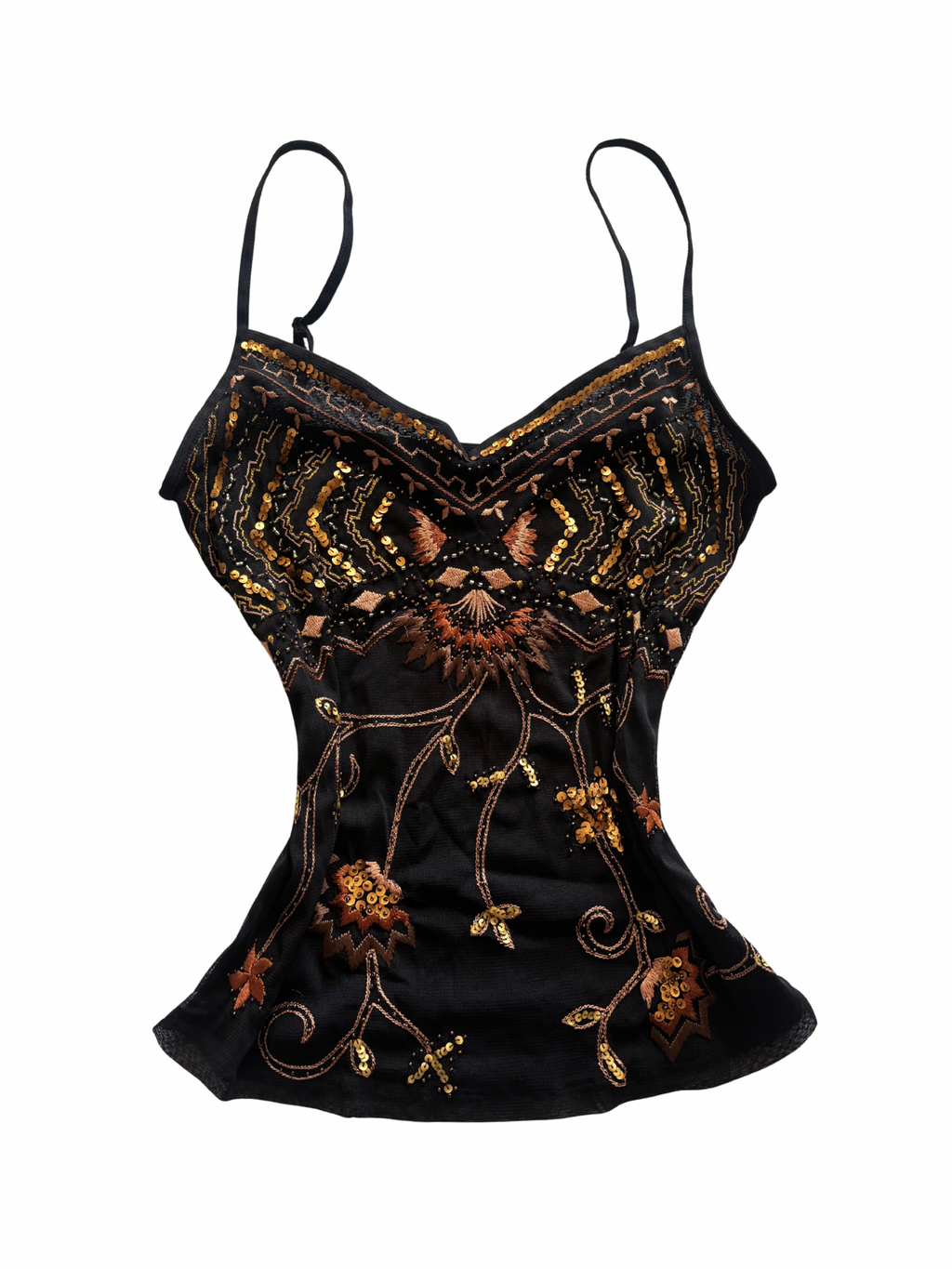 Black Sunrise Beaded Sequin Cami Top