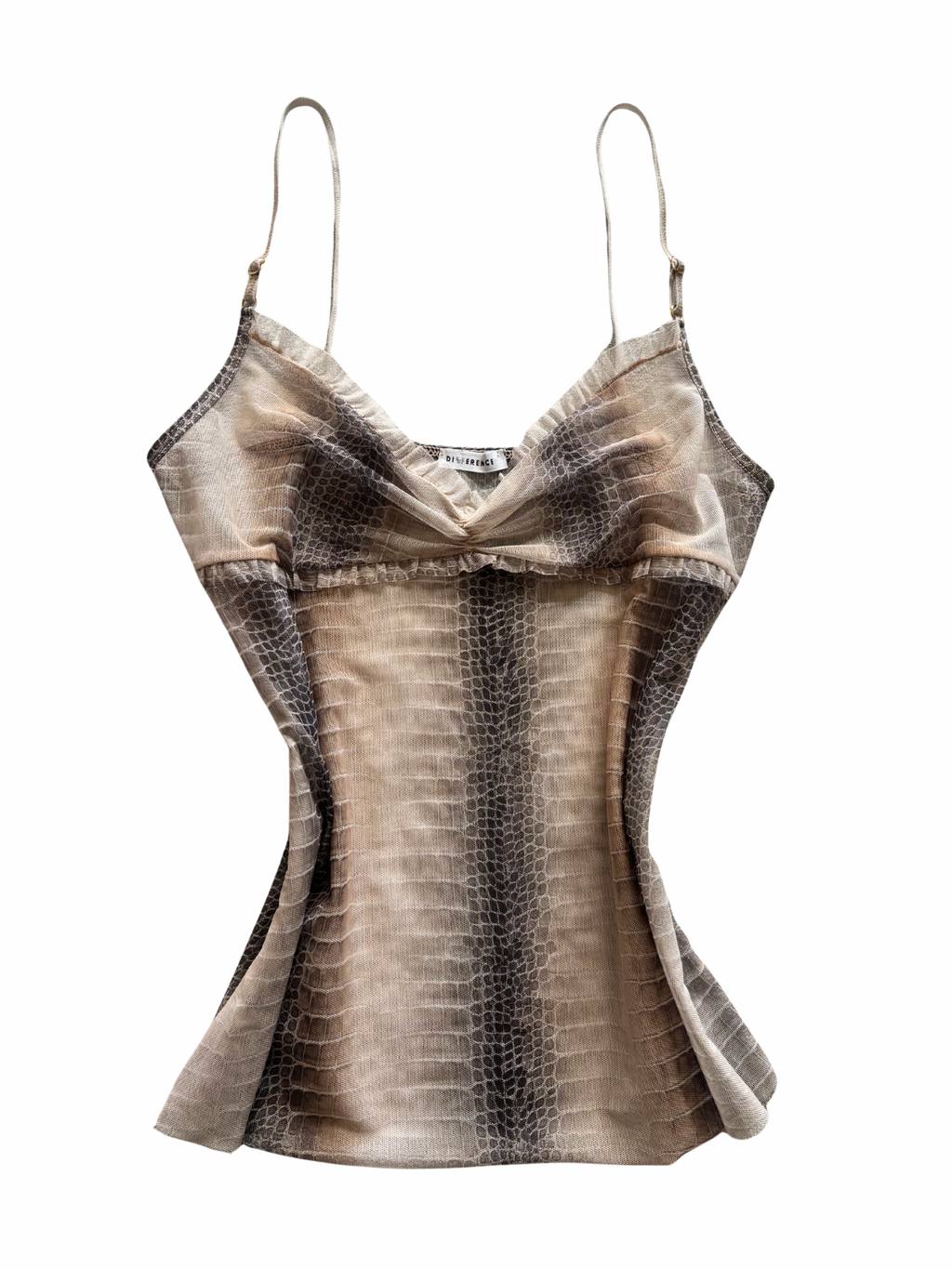 Vintage Snake Print Mesh Camisole Top