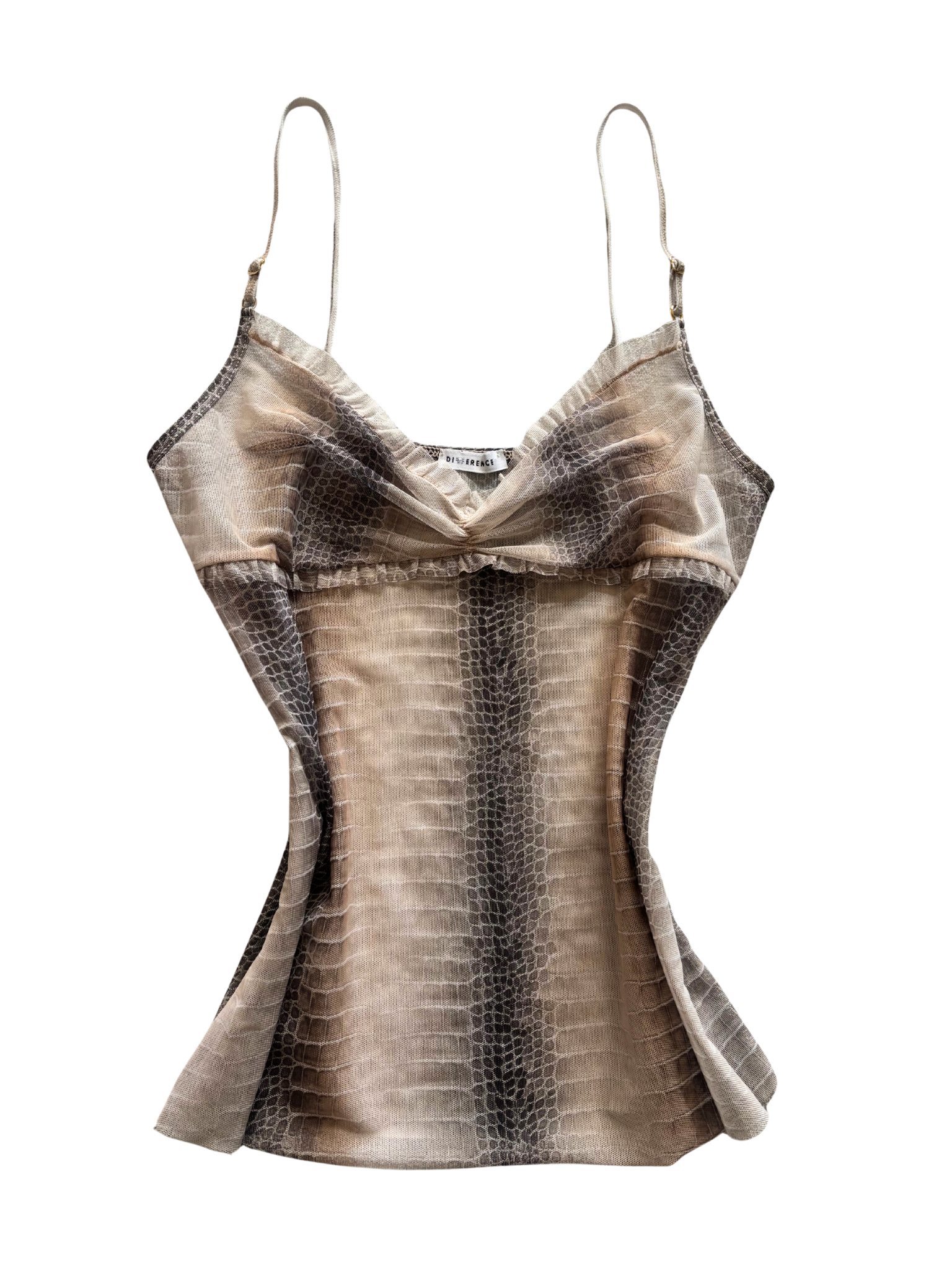 Vintage Snake Print Mesh Camisole Top
