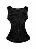 Black Beaded Sequin Tank Top
