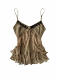 Forest Muse Beaded Silk Cami Top