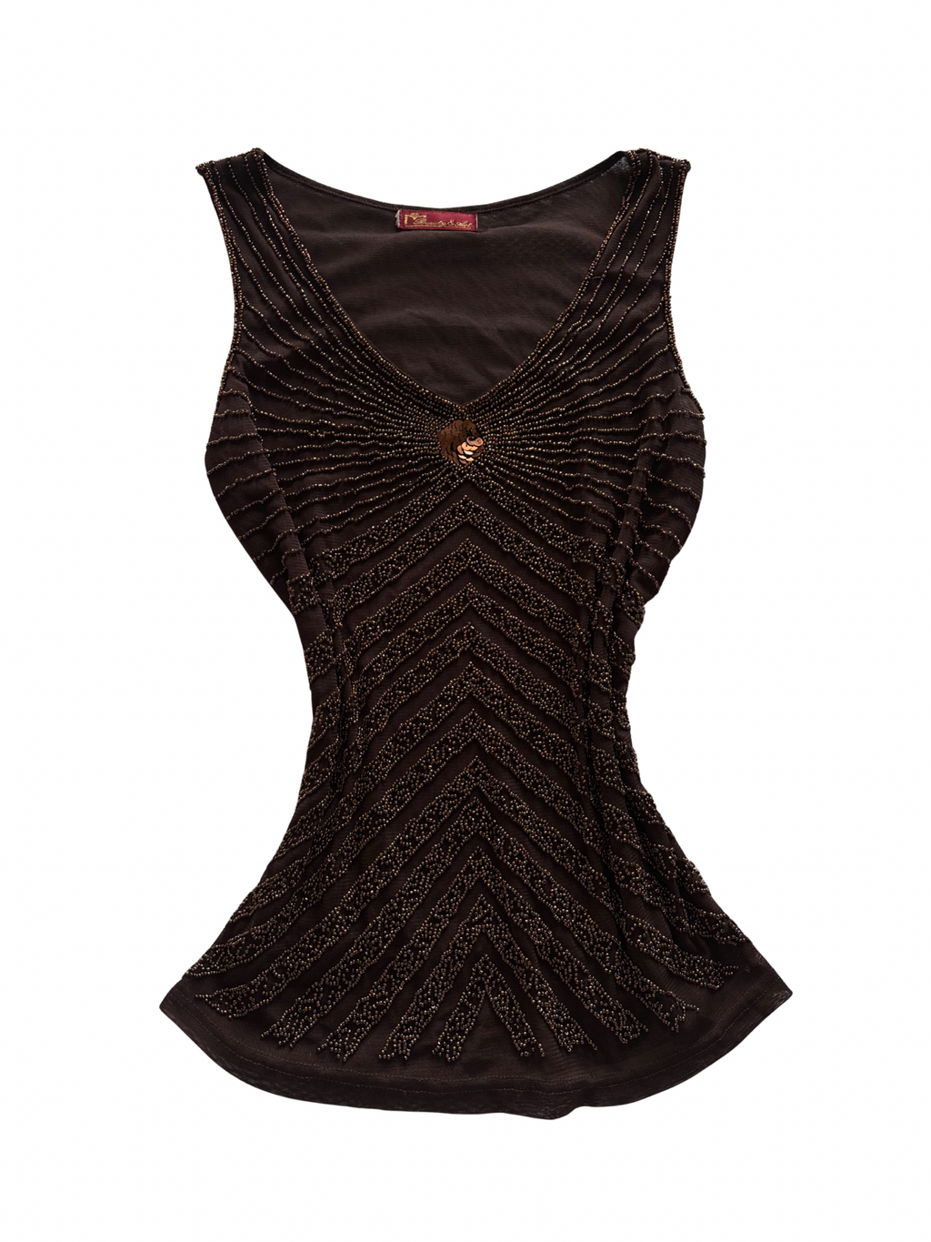 Brown Copper Beaded Tank Top
